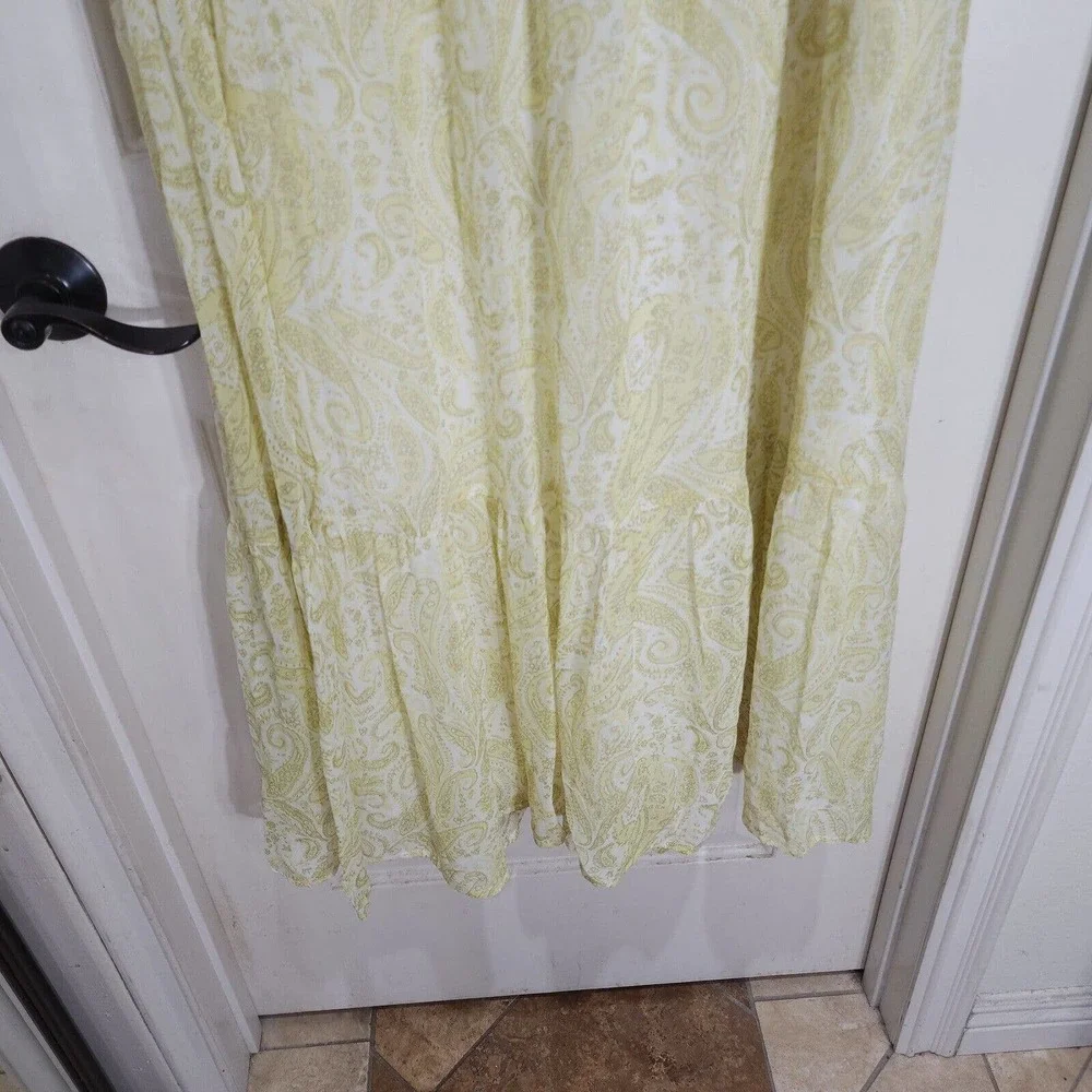 Lucky Brand Women Dress Ariel Tiered Maxi Ruffle Yellow Paisley Floral Prairie S - Picture 7 of 15
